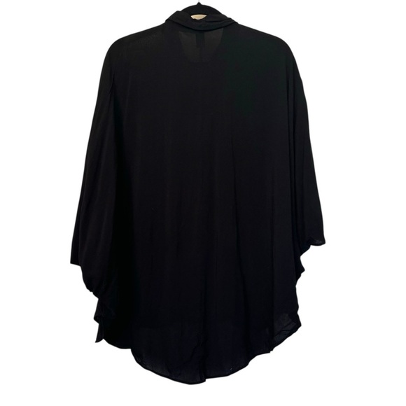 Chico’s Black Label Button Down Long Tunic Long Sleeve Blouse Black & Gold - Picture 2 of 5